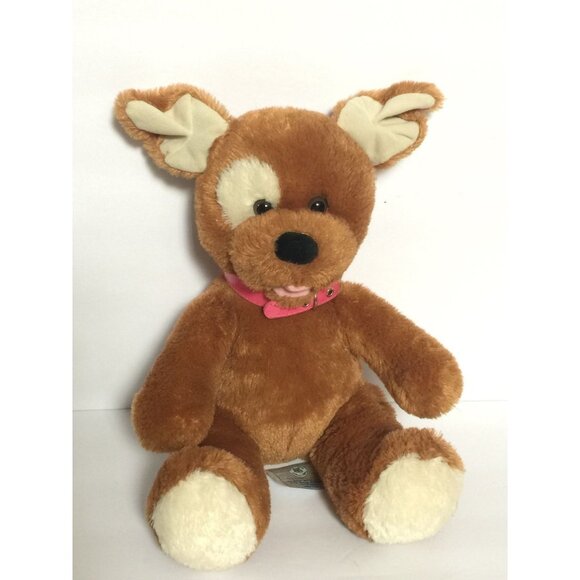 BAB Build A Bear Brown Sugar Puppy Dog Pink Collar Plush Stuffed Animal Soft Toy - Picture 1 of 5